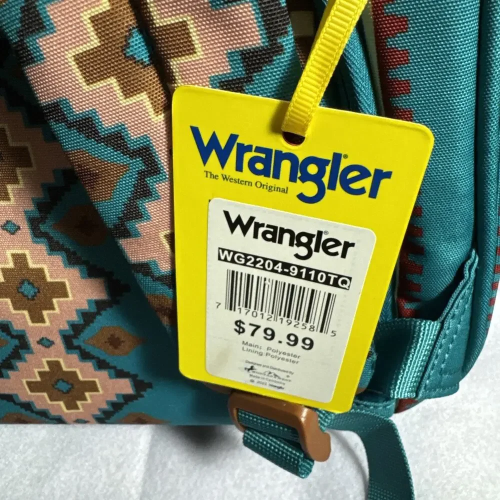 Wrangler Aztec Backpack Organized Turquoise Diaper Bag W/ Stroller Strap NIB